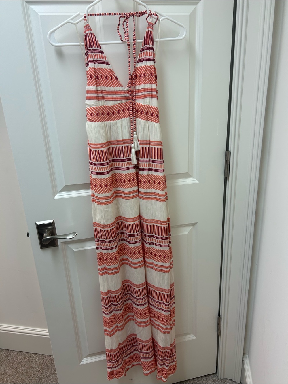 O'Neill Coral and White Striped Maxi Dress